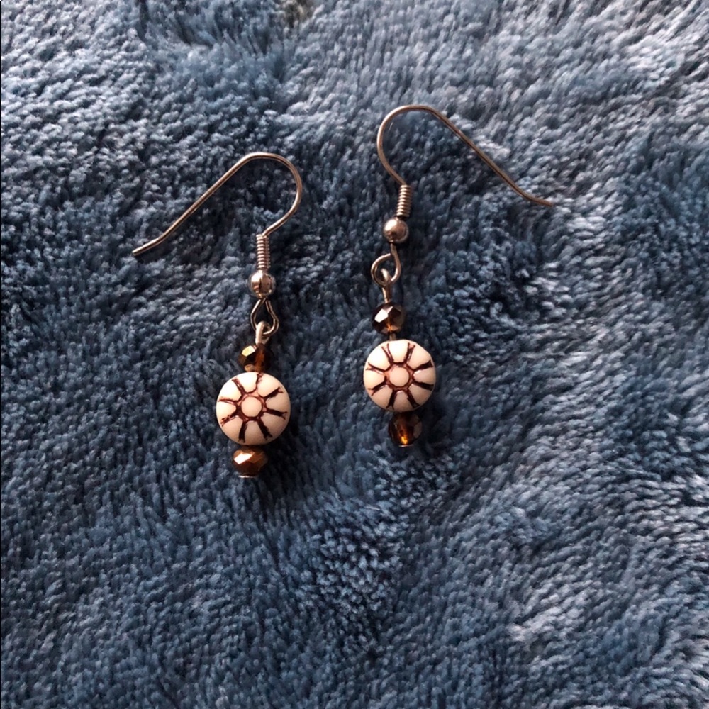 Handmade Glass Bead and Sterling Silver Earrings